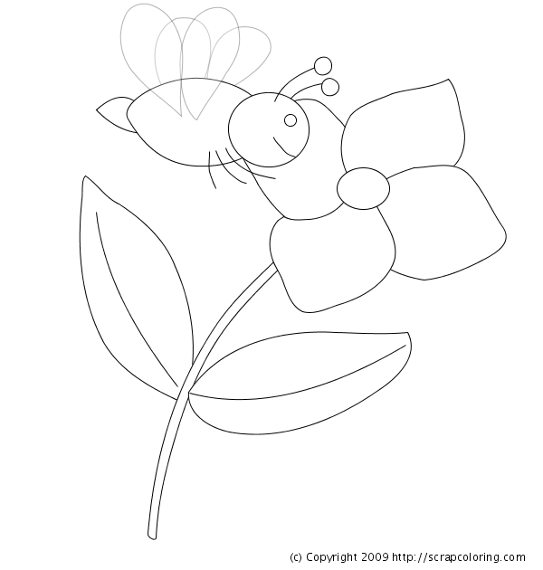 Bee And Flower Coloring Page