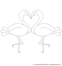 Flamingos, kiss and heart